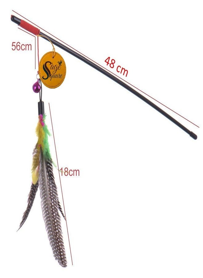 Sage Square Giant 48 cm Jumbo Size Cat Playful Pet-Friendly Toy, Feather Teaser Stick, Training Toy, Fixable Pet Interactive Toys for Cat/Kitten/Puppy (1pcs) (Random Color) - Image 2